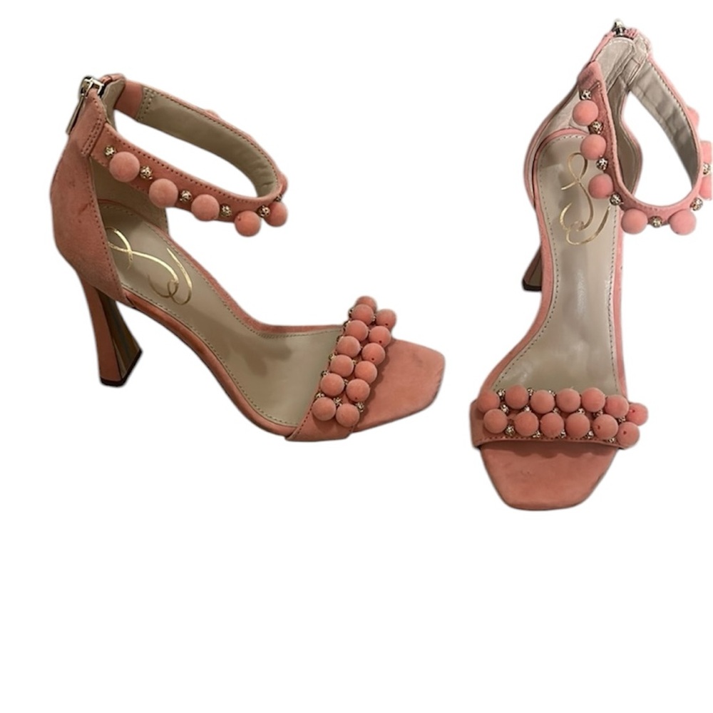 Sam Edelman Luella Suede Embellished Pink Heel Sandals 6